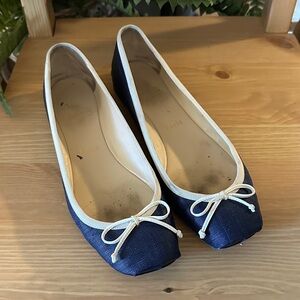 Christian Louboutin Navy Flats with Cream Accents